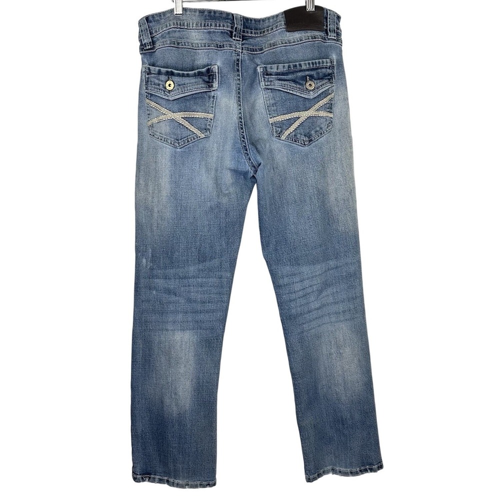 TK Axel Slim Boot Jeans Medium Wash Denim Straight Leg Stretch Cowboy Mens 34X32